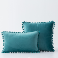 Housse de coussin en velours pour canapé boule de poils unie